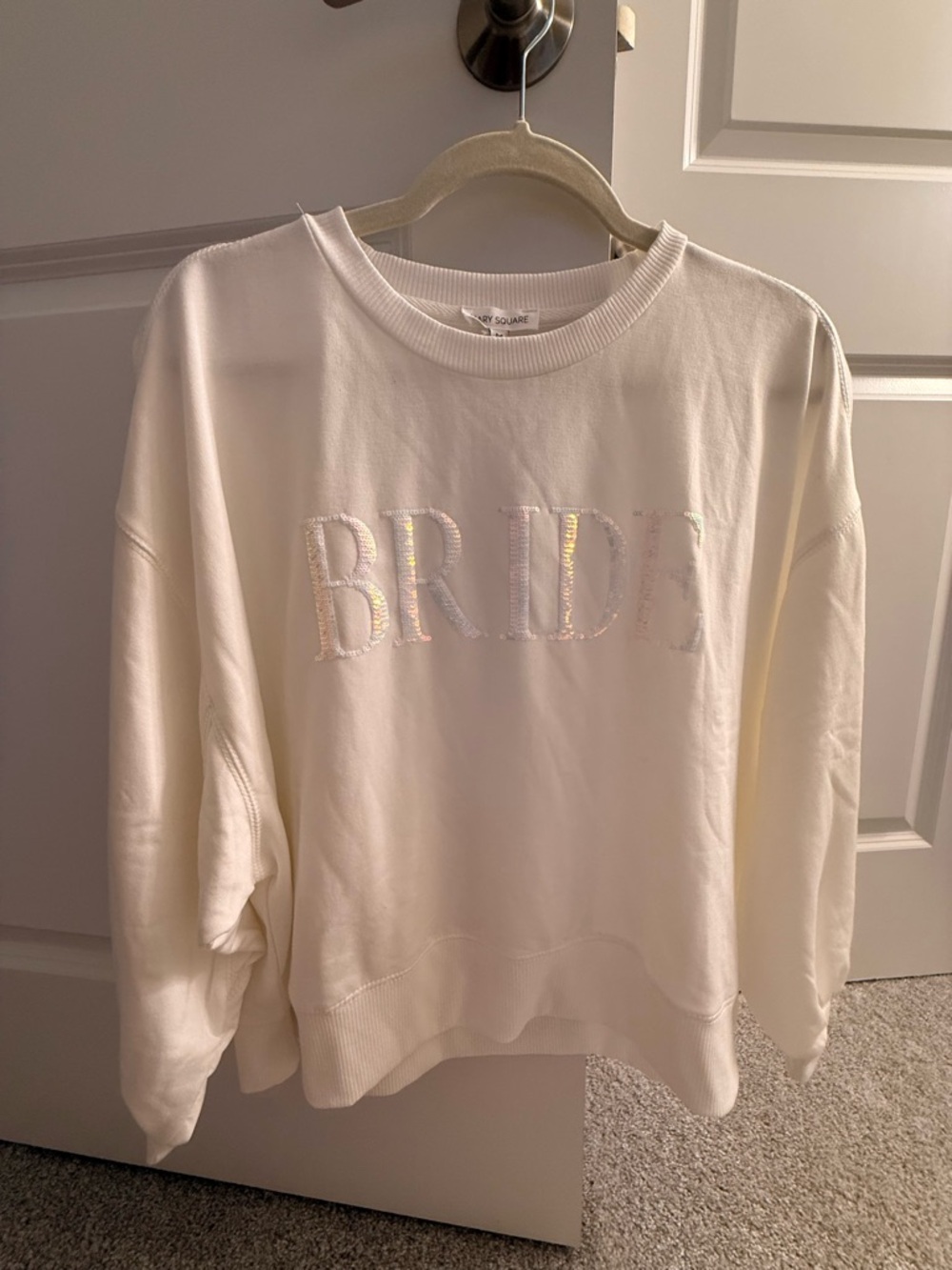 BRIDE Iridescent Logo Crewneck Sweatshirt - White